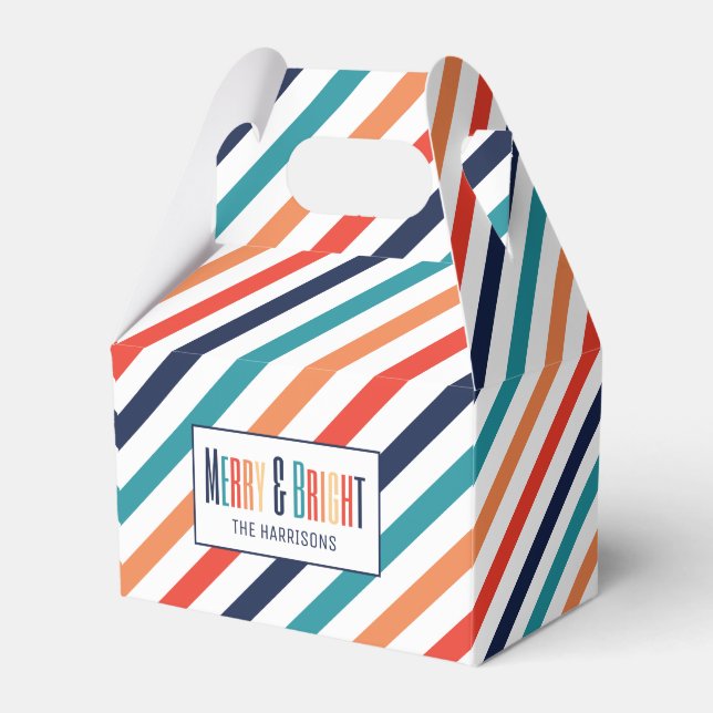 God Jul Retro Colorful Rand Merry & Bright Presentaskar (Framsidan Sidan)