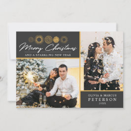 God jul Retro Guld Burst Photo Hälsning Julkort