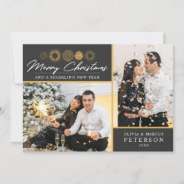 God jul Retro Guld Burst Photo Hälsning Julkort