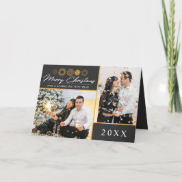 God jul Retro Guld Burst Photo Hälsning Kort