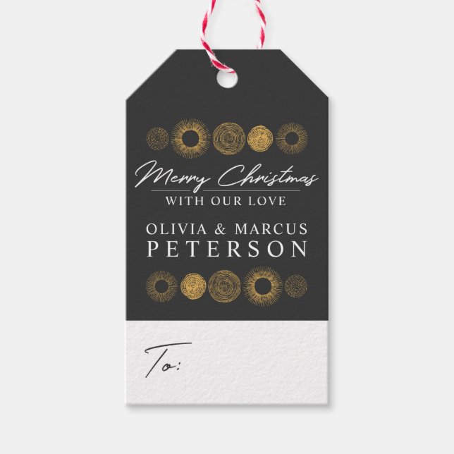 God jul Retro Helgdag Burst Hanging Presentetikett (Framsidan)