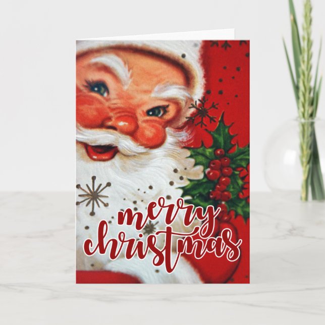 God Jul | Retro Jultomten Helgkort (Framsida)