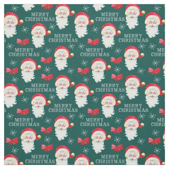 God jul Retro Jultomten Teal Tyg (Provkarta)