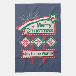 God jul Retro Marquee - Joy to World Kökshandduk