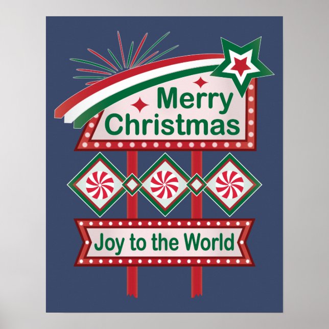 God jul Retro Marquee - Joy to World Poster (Framsidan)