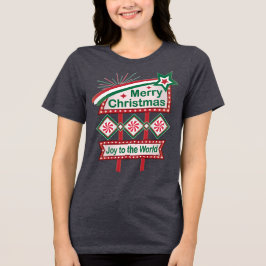 God jul Retro Marquee - Joy to World T Shirt
