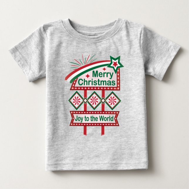 God jul Retro Marquee - Joy to World T Shirt (Framsida)