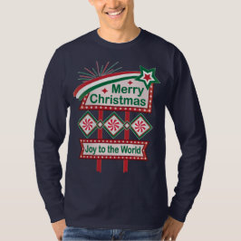 God jul Retro Marquee - Joy to World T Shirt