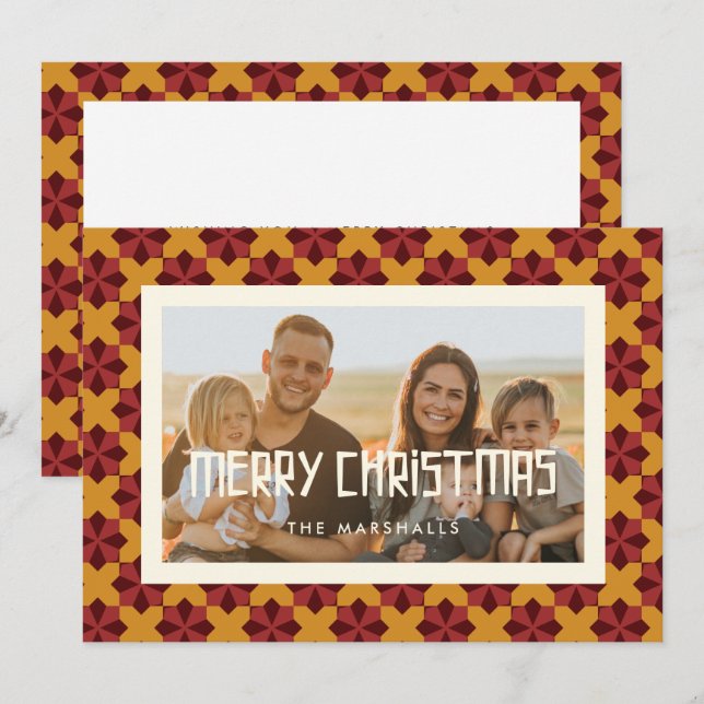 God jul Retro Mid Century Photo Julkort (Fram/baksida)