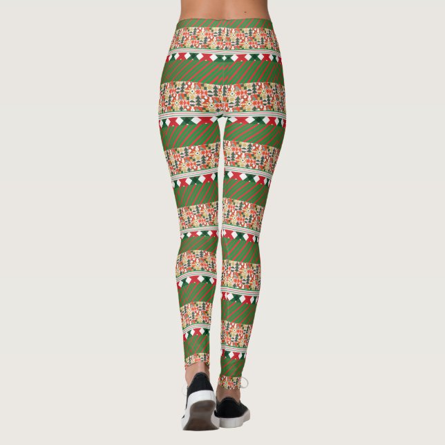 God jul Retro Mönster Leggings (Baksida)