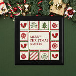 God jul Retro Mönster Minnesask<br><div class="desc">Julvitange Mönster,  snöflingor,  Julgran</div>