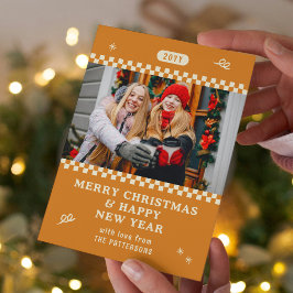 God jul Retro Orange Photo Personlig