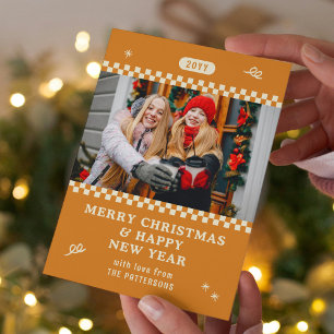 God jul Retro Orange Photo Personlig