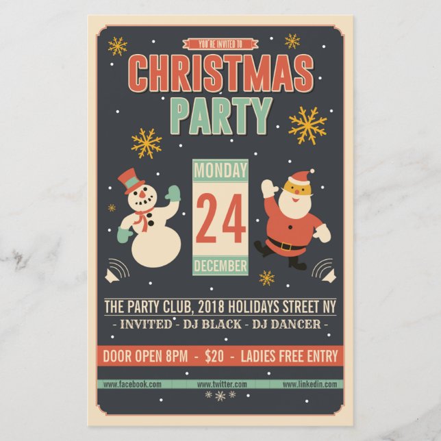 God jul Retro Party Flyer (Framsida)