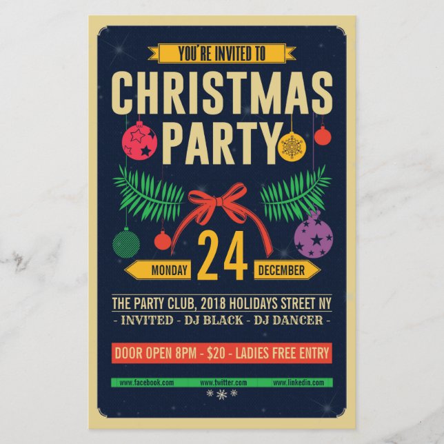 God jul Retro Party Flyer (Framsida)