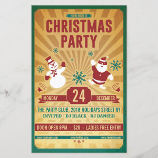 God jul Retro Party Flyer