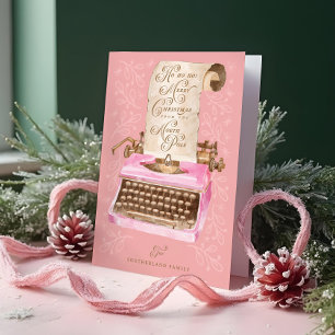 God Jul Retro Rosa Skrivmaskin Tomtebrev Helgkort