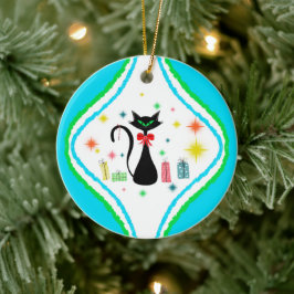 God jul Retro Siamese Cat Julgransprydnad Keramik