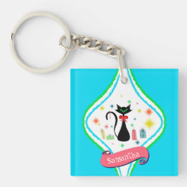 God jul Retro Siamese Cat Personalize Namn Keych