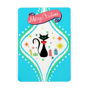 God Jul Retro Siamese Katt Magnet