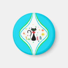 God Jul Retro Siamese Katt Magnet