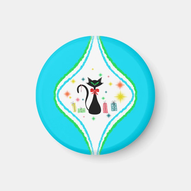 God Jul Retro Siamese Katt  Magnet (Framsidan)
