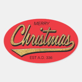 God jul Retro Stickers OVAL Ovalt Klistermärke