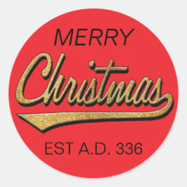 God jul Retro Stickers Round Runt Klistermärke