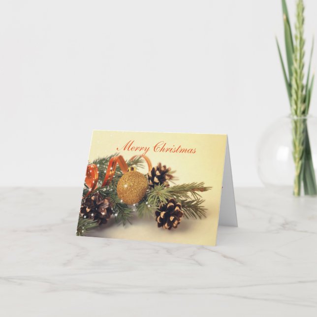 God jul Retro Stil Dekoration Note Card Helgkort (Framsida)