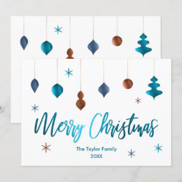 God jul Retro Teal Copper Navy Decor Inbjudningar