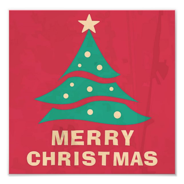 God jul Retro Träd Fototryck (Framsidan)