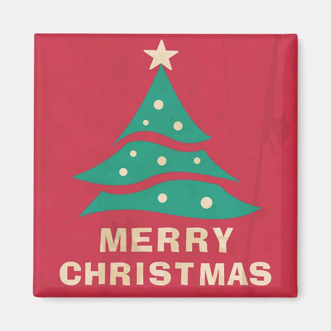 God jul Retro Träd Magnet (Framsidan)