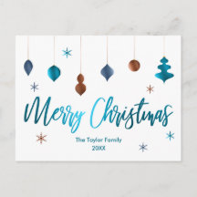 God Jul Retro Turkos Koppar Marinblå Dekor
