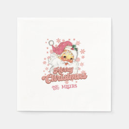 God Jul Retro Typografi Tomte Rosa Hatt Pappersservett