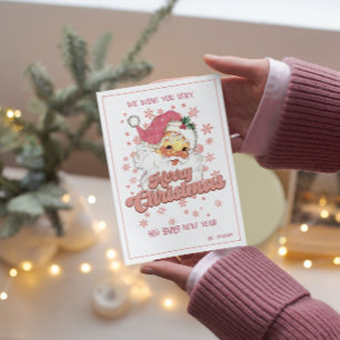 God jul Retro Typography Santa Rosa Hat Inbjudningar