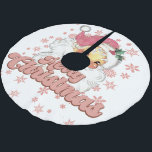 God jul Retro Typography Santa Rosa Hat Julgransmatta Borstad Polyester<br><div class="desc">God jul-rosa-retrotypografi med Jultomten med rosa hatt.</div>