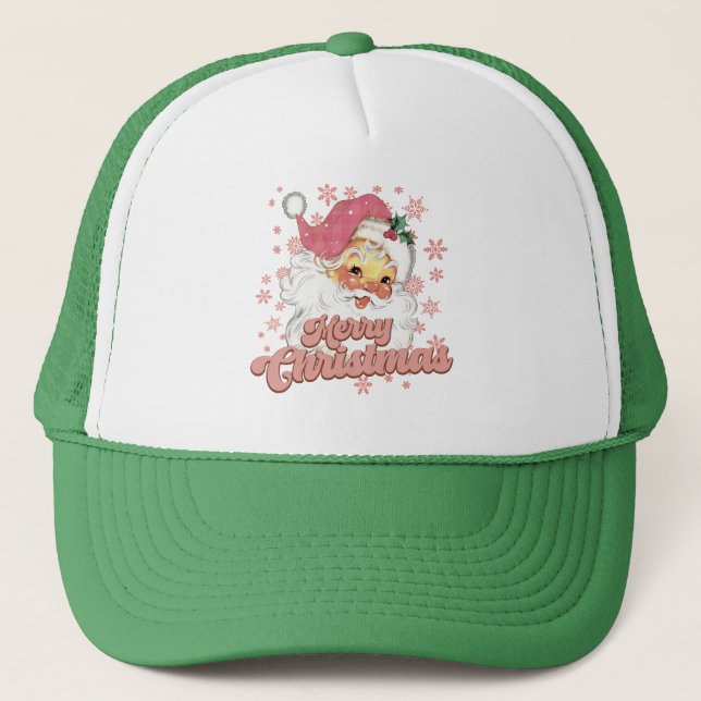 God jul Retro Typography Santa Rosa Hat Keps (Framsida)