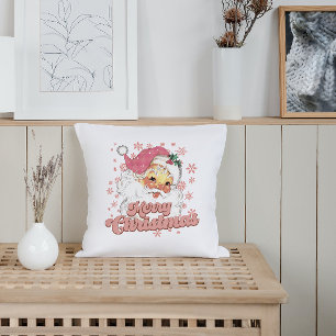 God jul Retro Typography Santa Rosa Hat Kudde
