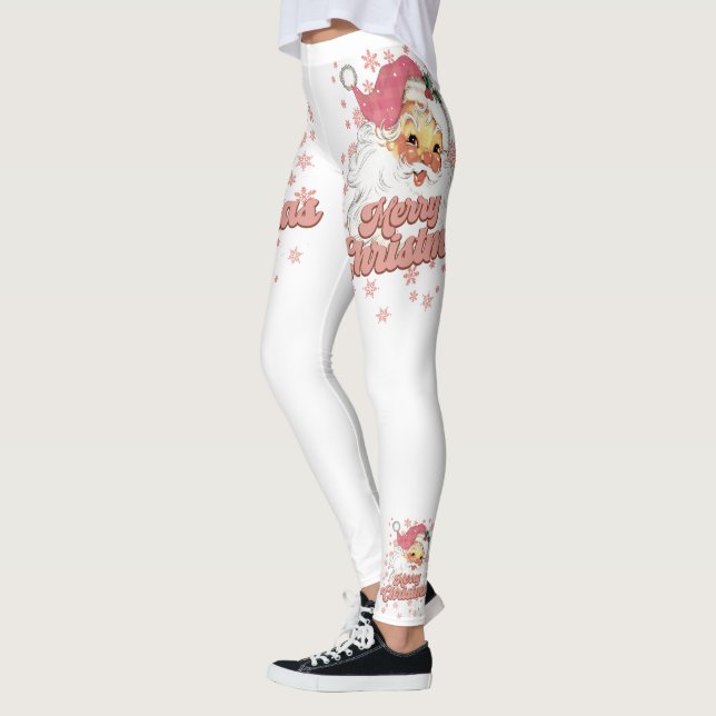 God jul Retro Typography Santa Rosa Hat Leggings (Vänster)