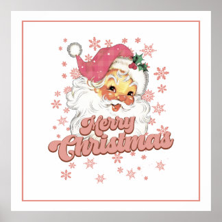 God jul Retro Typography Santa Rosa Hat Poster