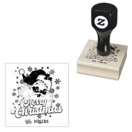 God jul Retro Typography Santa Rosa Hat Stämpel