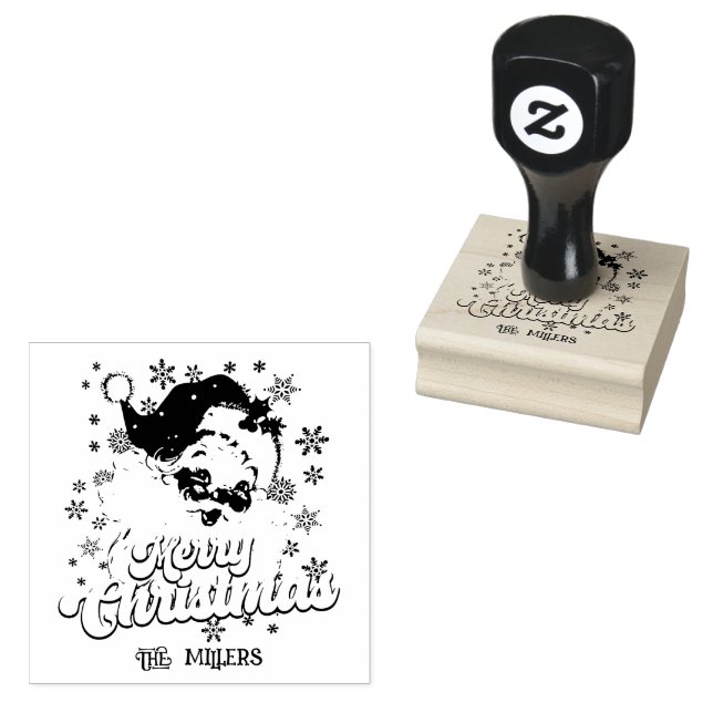 God jul Retro Typography Santa Rosa Hat Stämpel (Stämplad)