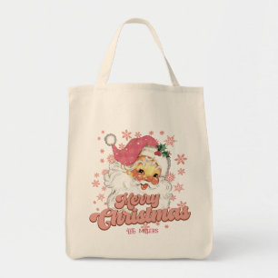 God jul Retro Typography Santa Rosa Hat Tygkasse