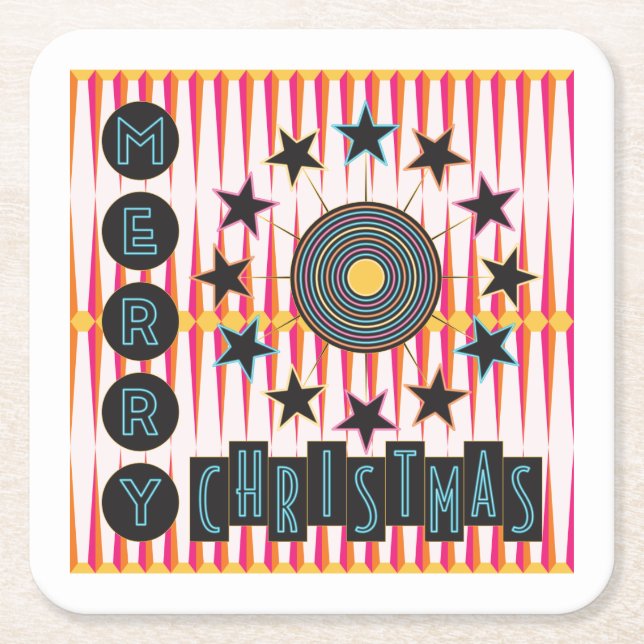 God jul Retro Underlägg Papper Kvadrat (Framsidan)