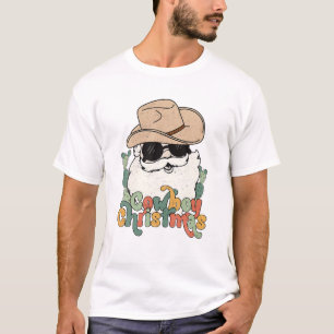God jul Retro Western Santa Cowboy T Shirt