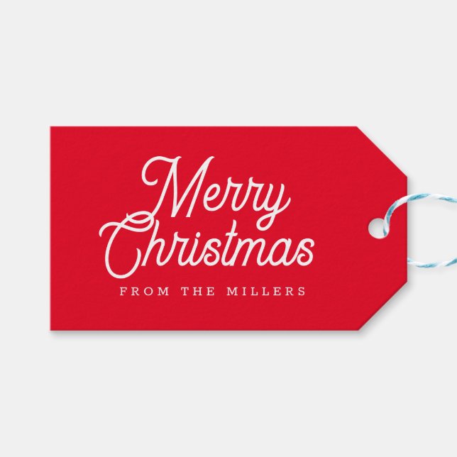 GOD JUL RETRO WHITY TYPOGRAPHY ON RED PRESENTETIKETT (Framsidan (Horisontell))