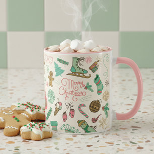 God jul Retro Winter Doodles Mugg