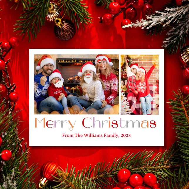 god jul-retrocalligrafi 2-fotokollage julkort (Skapare uppladdad)