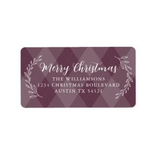 God jul Returadress Burgundy Argyle Adressetikett