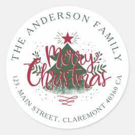 God jul returadressetikett runt klistermärke